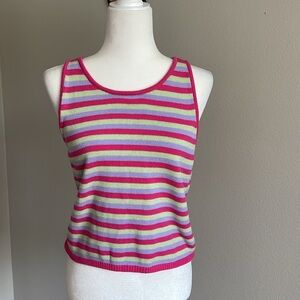 Abound Striped Pink and Green Women's Tank Top Size 1X